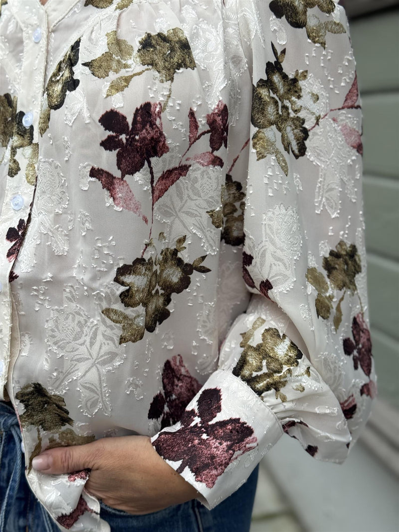 Olivia Flower Beige Med Mønster