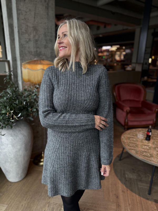 Dolly l/s knit dress Grå