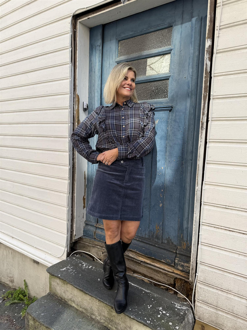 Milly Check Retroblå Med Mønster