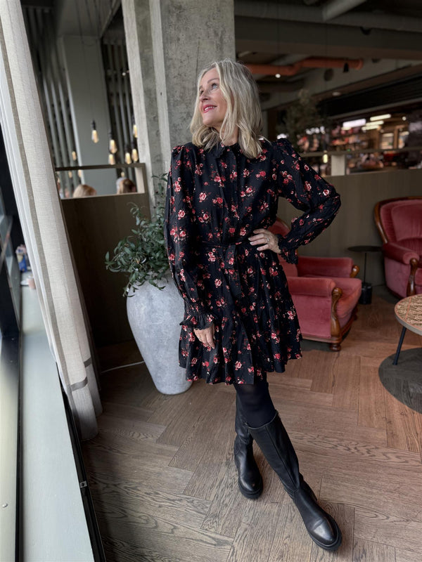 CLO SHIRT DRESS Sort M. Blomster