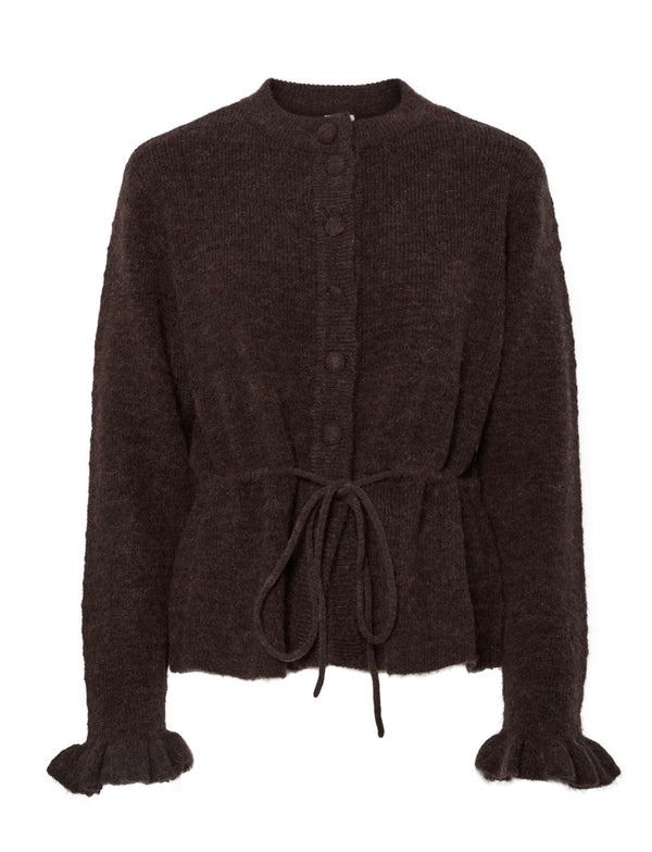 yasthellis knit cardigan s. Mørkebrun Melert