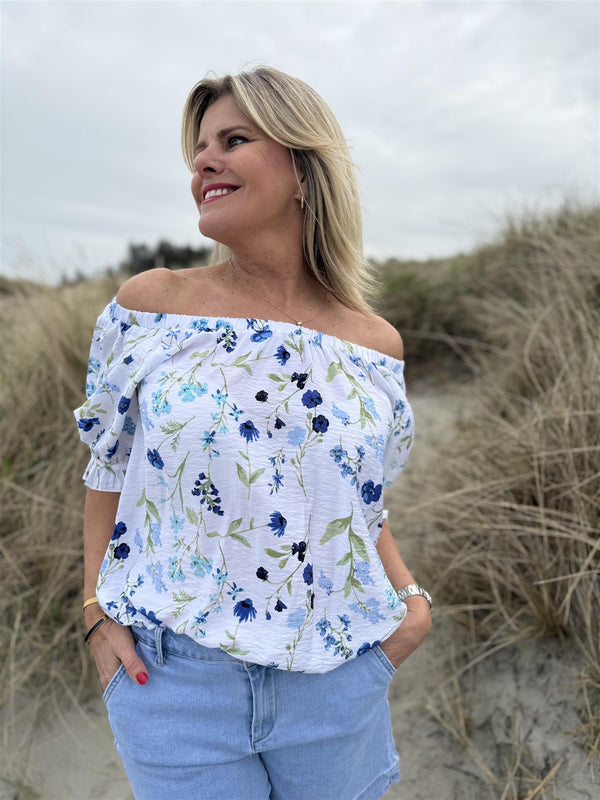 Mele-blouse Offwhite M. Blomster