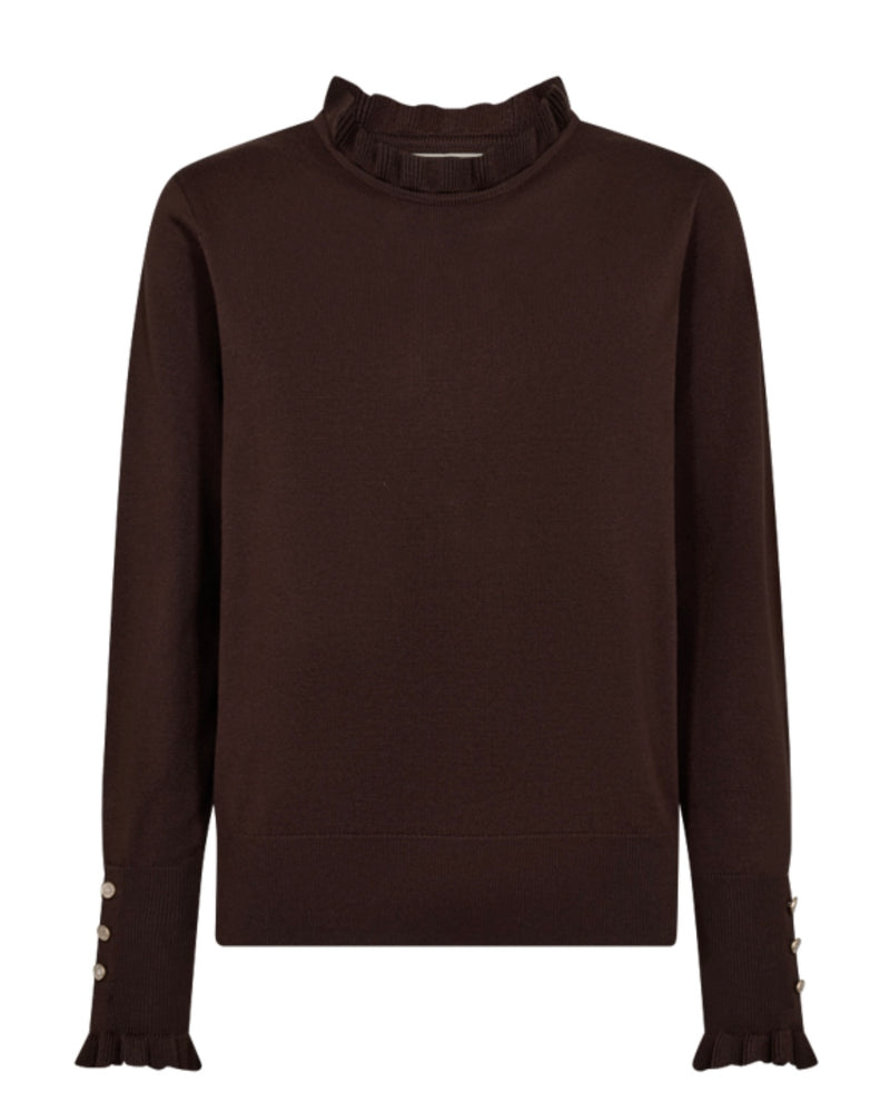 Katie Pullover Frill Mørkebrun