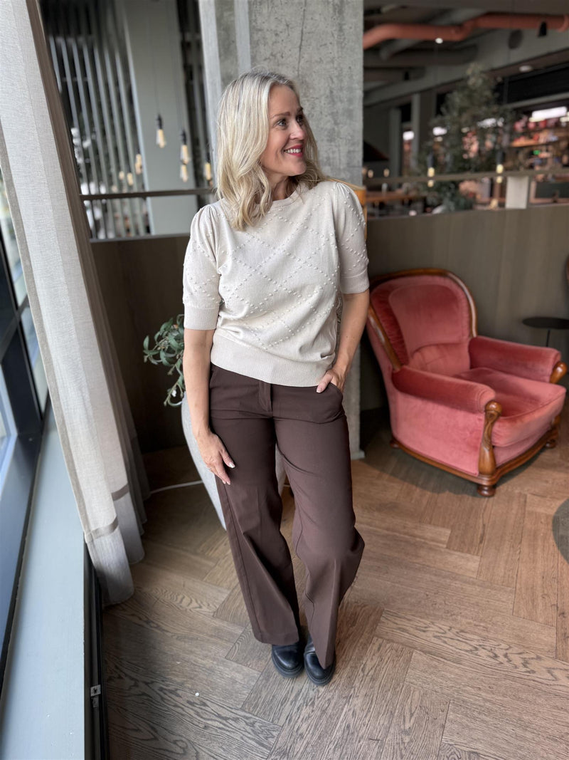 Dodo pullover kort arm Lys Beige