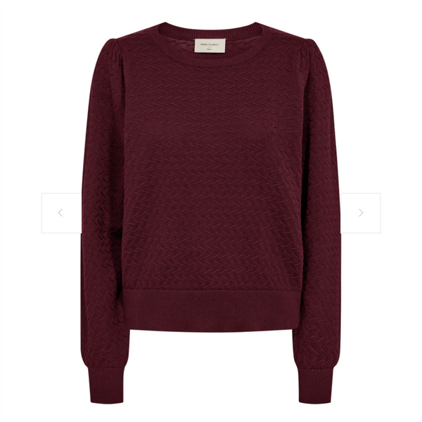 DODO PULLOVER MED MØNSTER OG PUFF Burgunder