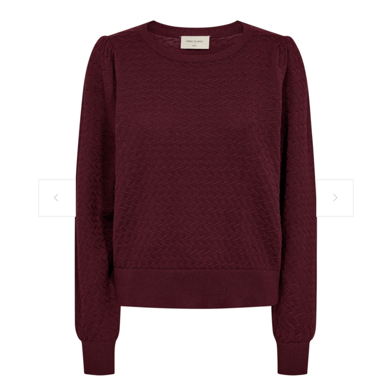 DODO PULLOVER MED MØNSTER OG PUFF Burgunder