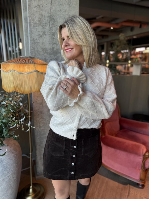 YASTHELMA LS WOOL BLEND KNIT CARDIGAN Offwhite