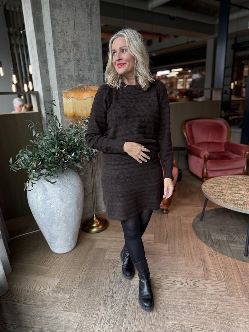 JAYLA KNIT SKIRT Mørkebrun Melert