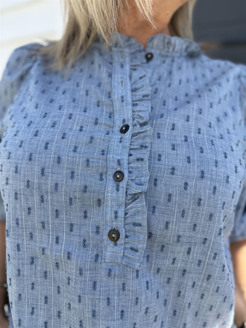 DINA BLOUSE Mellomblå
