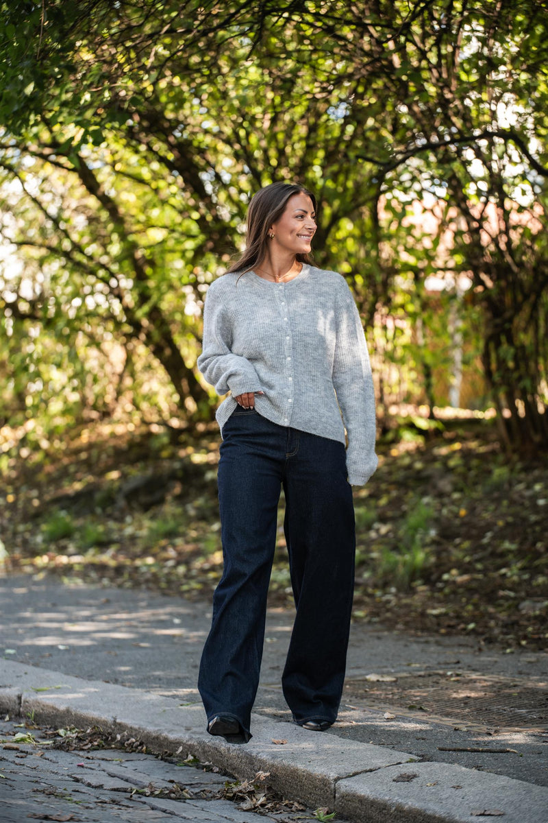 Lory O-Neck Knit Cardigan Lys Grå Melert