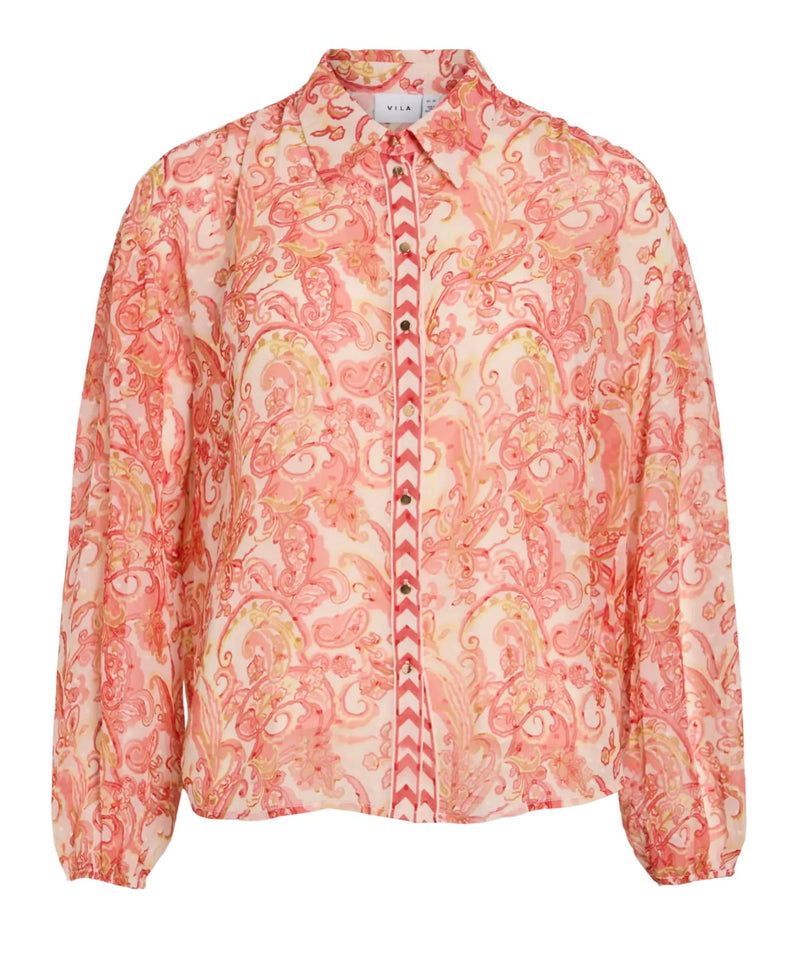 PRAYA BLUSE Offwhite/Rosa/Rødt