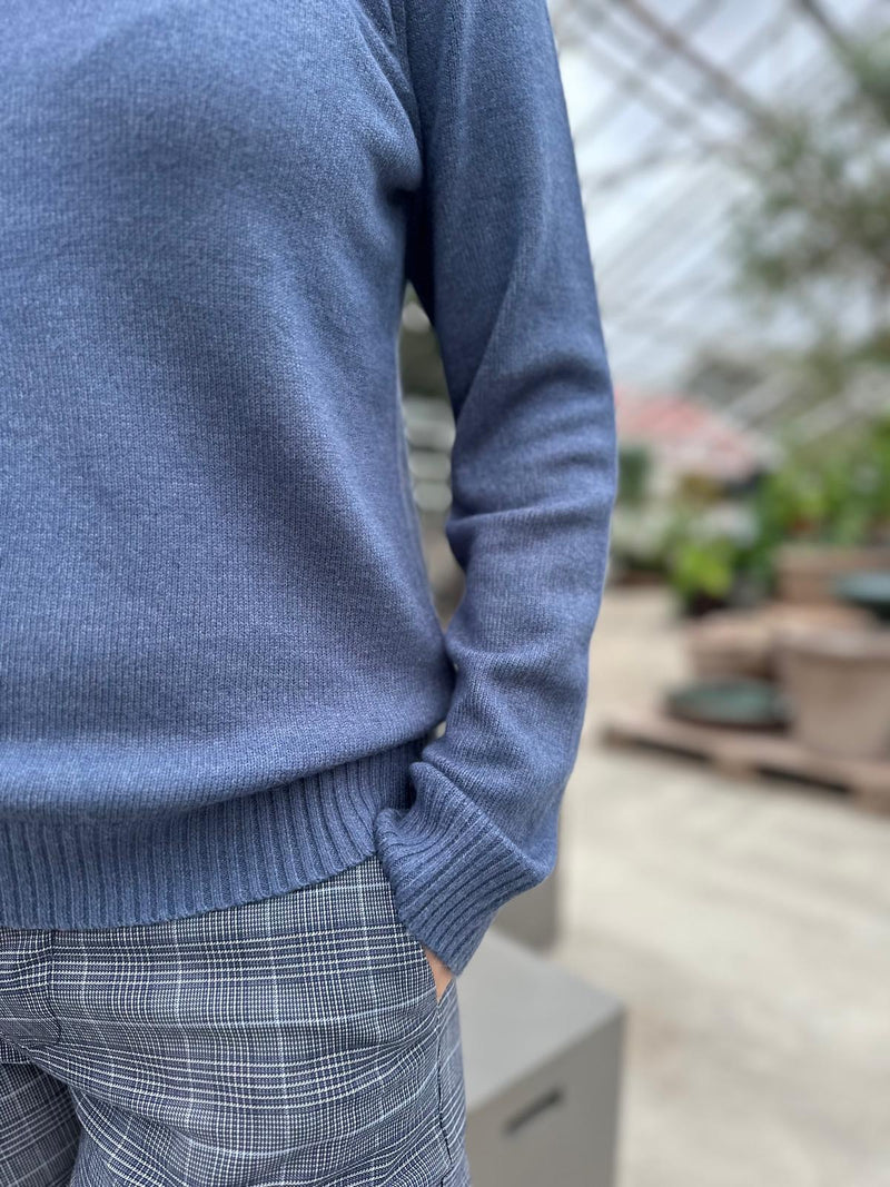 Viril O-neck L/S Knit Top Mellomblå