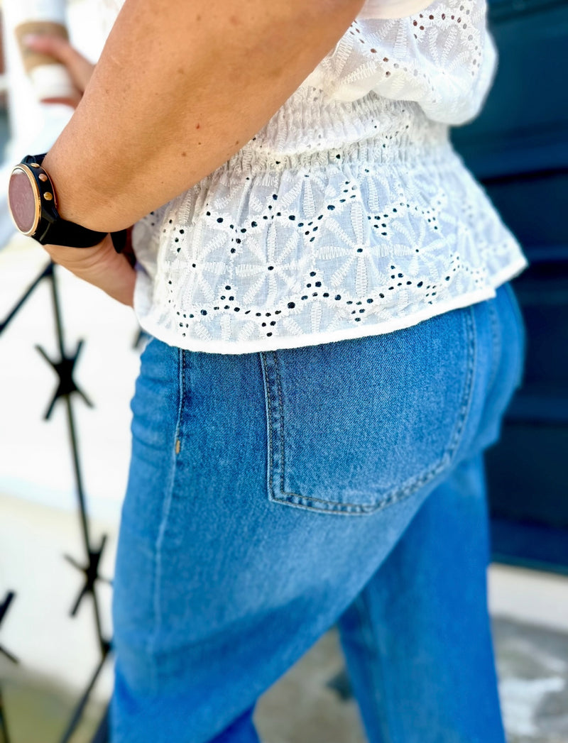 VIPALMA WIDE JENAS 30 LENGDE Medium Jeansblå