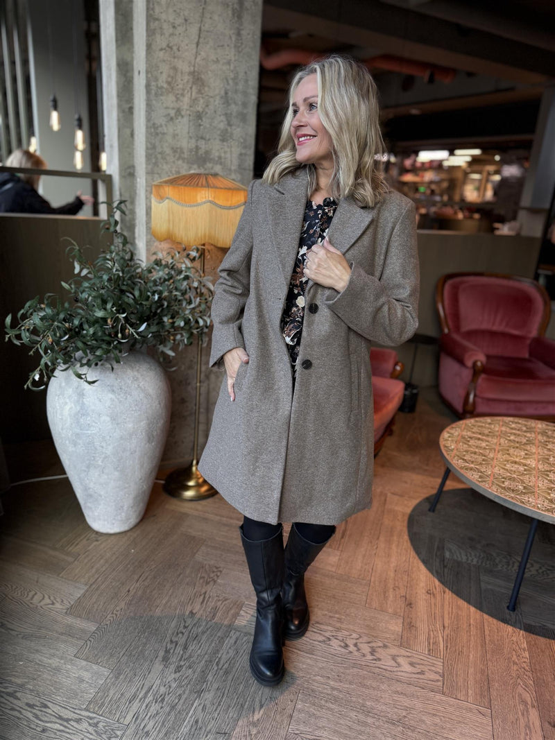 CLAUDIA BUTTON COAT Brun Melert