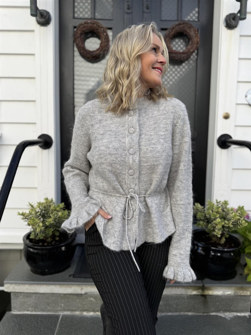 yasthellis knit cardigan s. Lys Grå Melert
