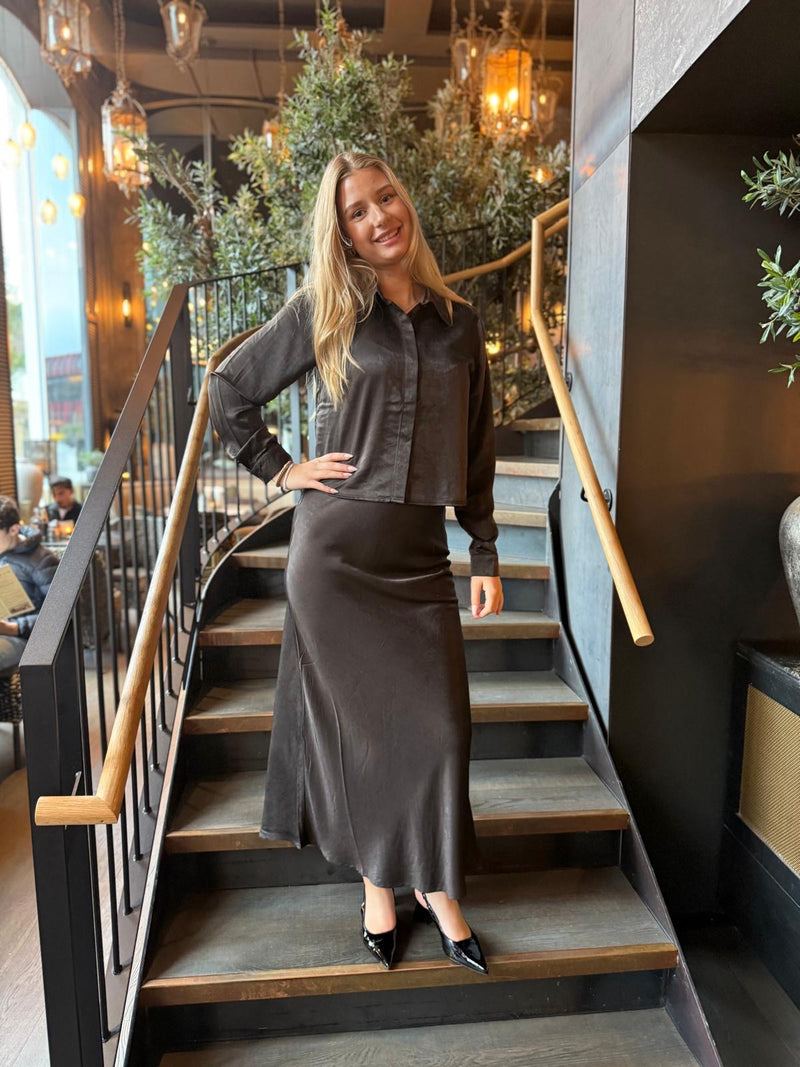 Estelle long skirt Mørkebrun