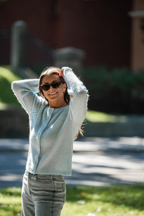 Lory O-Neck Knit Cardigan Lyseblå