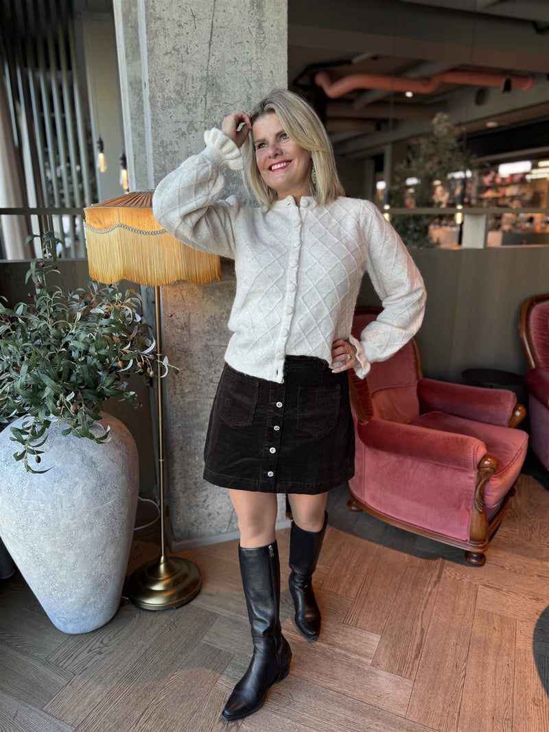 YASTHELMA LS WOOL BLEND KNIT CARDIGAN Offwhite