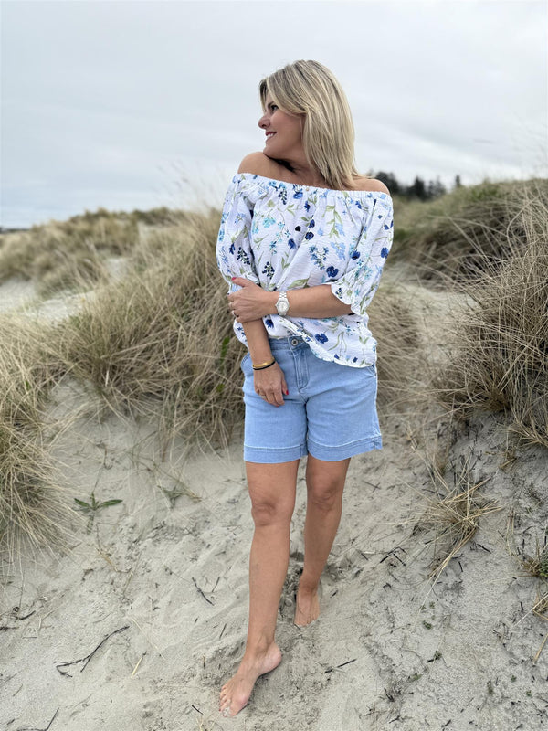 Mele-blouse Offwhite M. Blomster