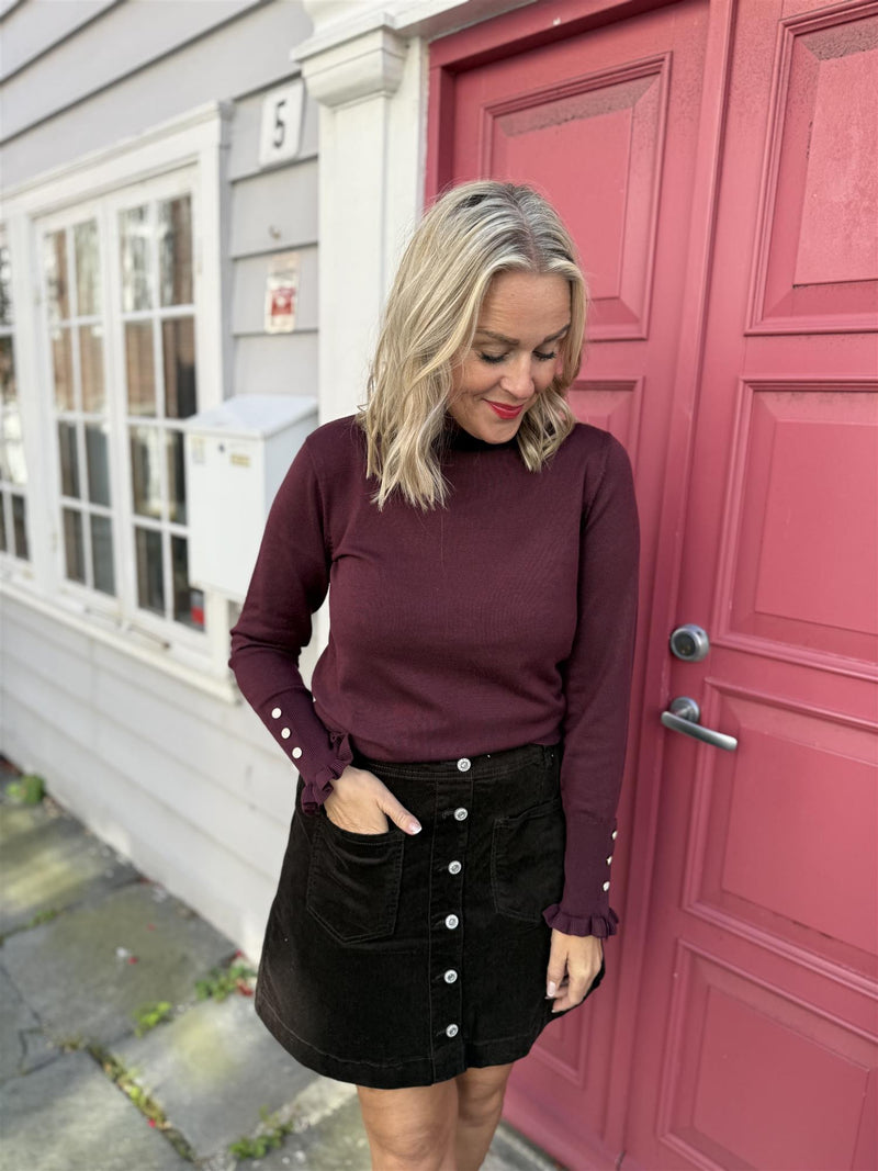 Katie Pullover Frill Burgunder