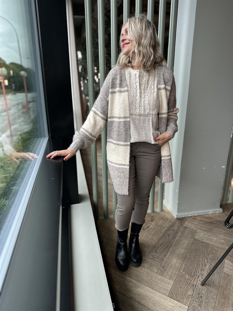 LOUISA CARDIGAN Beige Striper