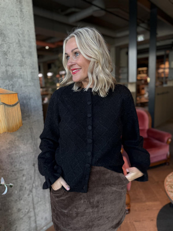 YASTHELMA LS WOOL BLEND KNIT CARDIGAN Sort