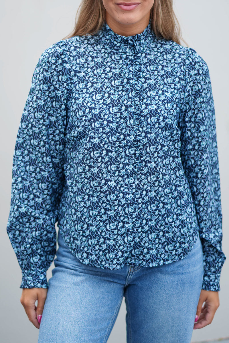 ASTRID SHIRT Sort M. Blomster