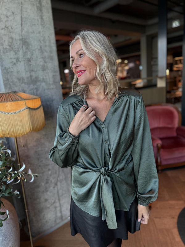 FQDOVE-BLOUSE Flaskegrønn