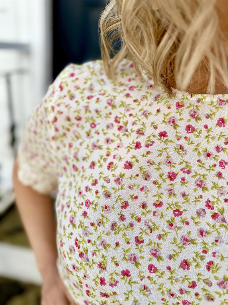 vigreis s/s top Beige Med Blomster