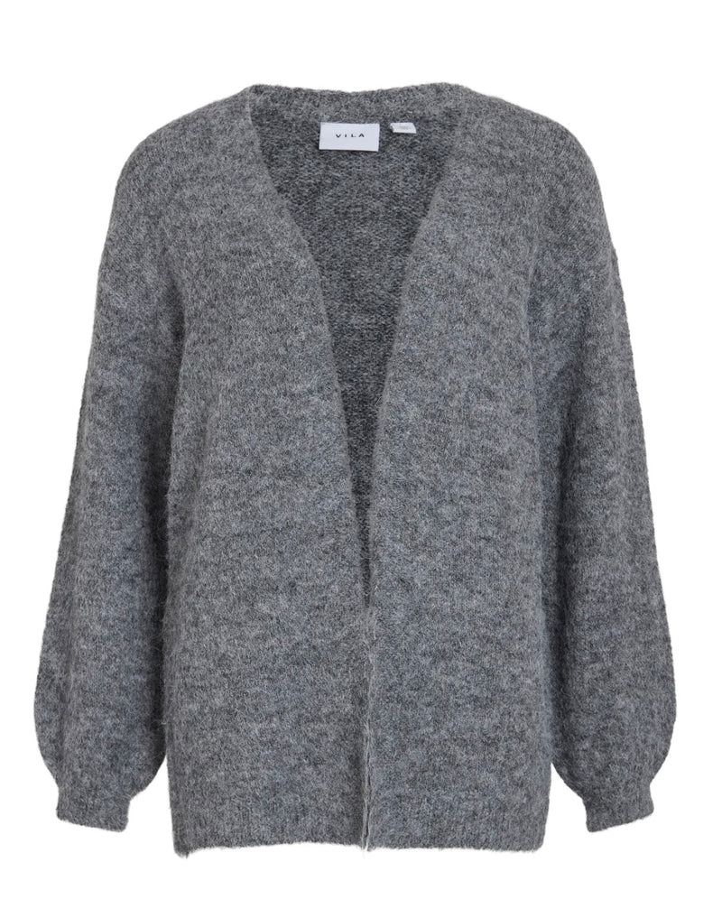 NYNNI OPEN L/S KNIT CARDIGANS Mørk Grå