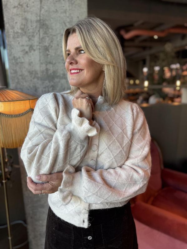 YASTHELMA LS WOOL BLEND KNIT CARDIGAN Offwhite