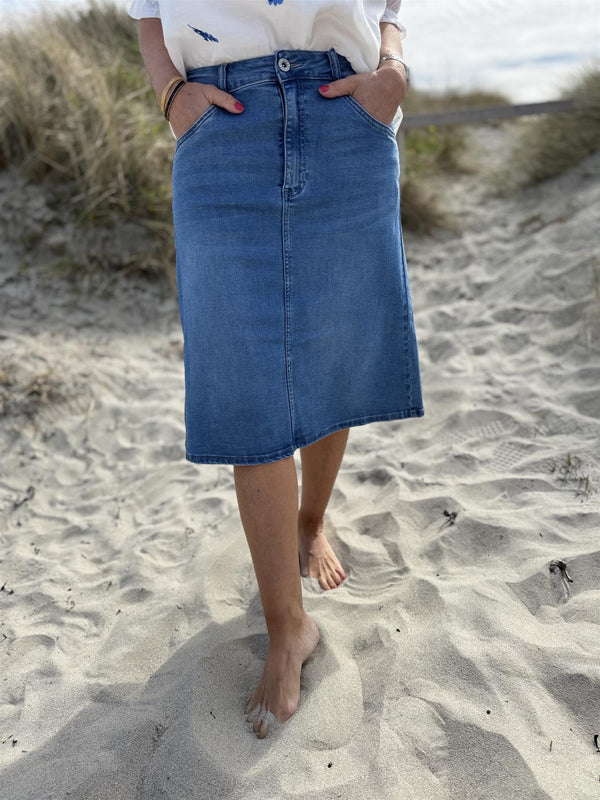Hazel skjørt 3973 Medium Jeansblå