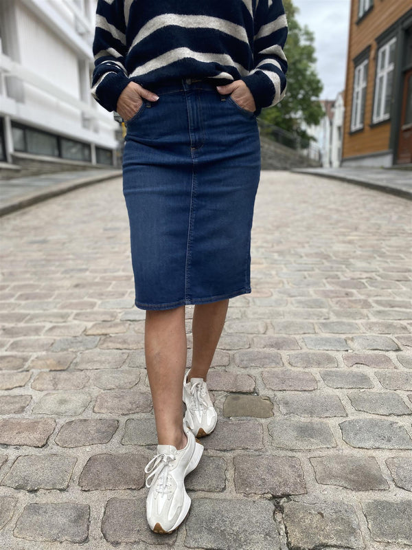 midi skirt Mørk Jeansblå