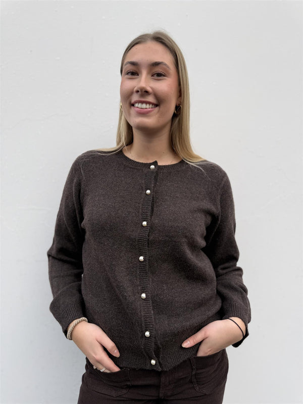 Salsa O-Neck Knit Cardigan Mørkebrun