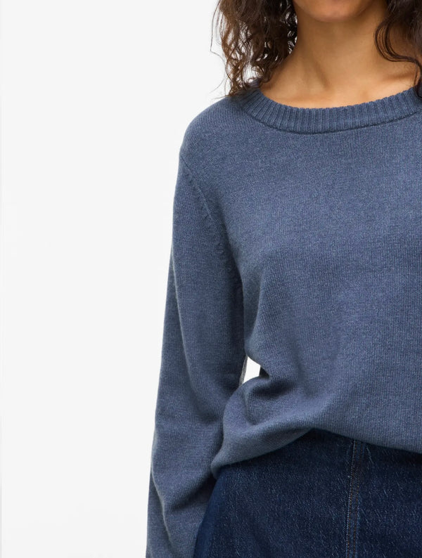 Viril O-neck L/S Knit Top Mellomblå