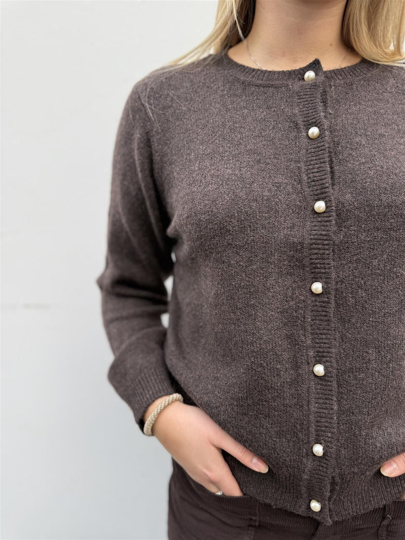Salsa O-Neck Knit Cardigan Mørkebrun