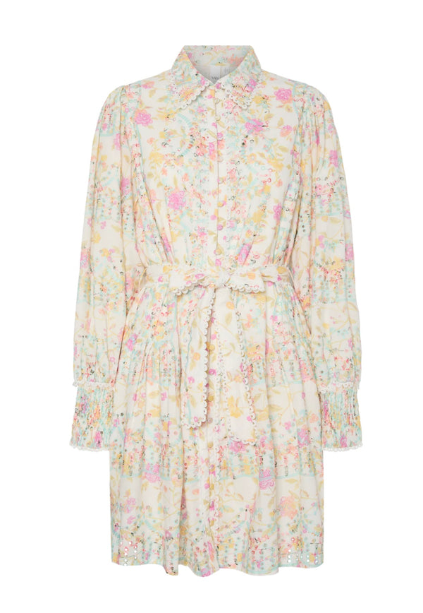 Yasmellia ls embroidered dress s. Fest Offwhite M. Blomster