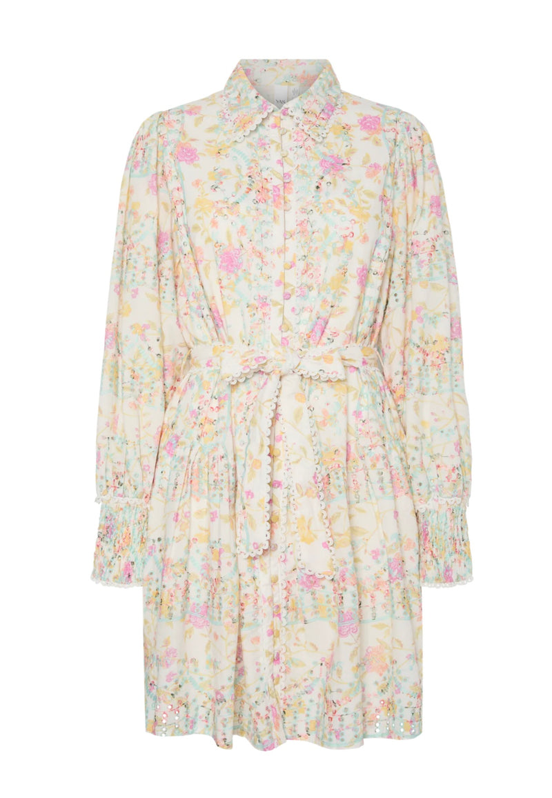 Yasmellia ls embroidered dress s. Fest Offwhite M. Blomster