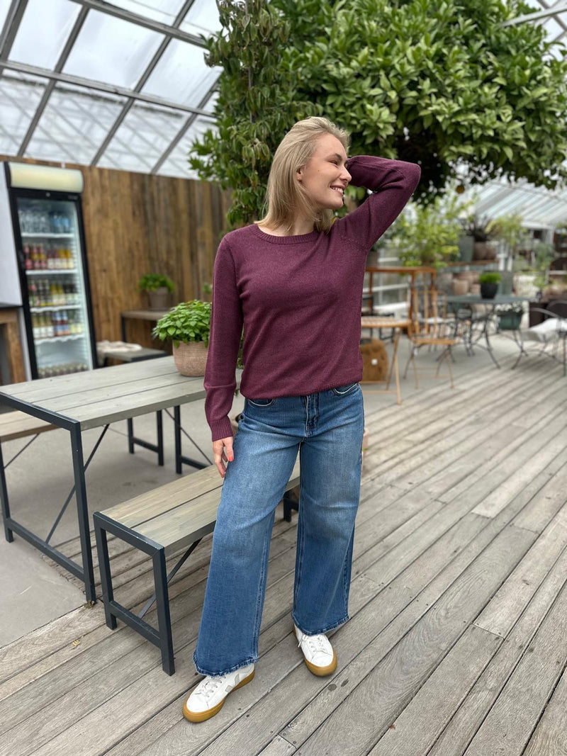 Viril O-neck L/S Knit Top Vinrød