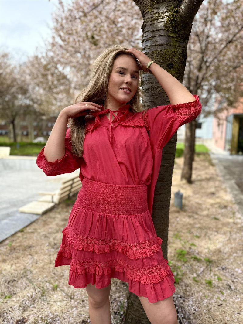 GERLINA BLOUSE Bringebær
