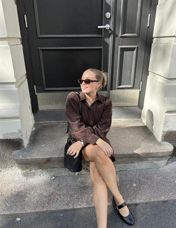 Vicordu Shirt Dress Mørkebrun