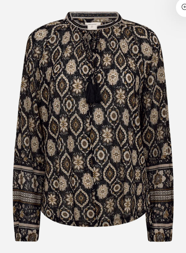 NOMES BLOUSE Sort Og Beige