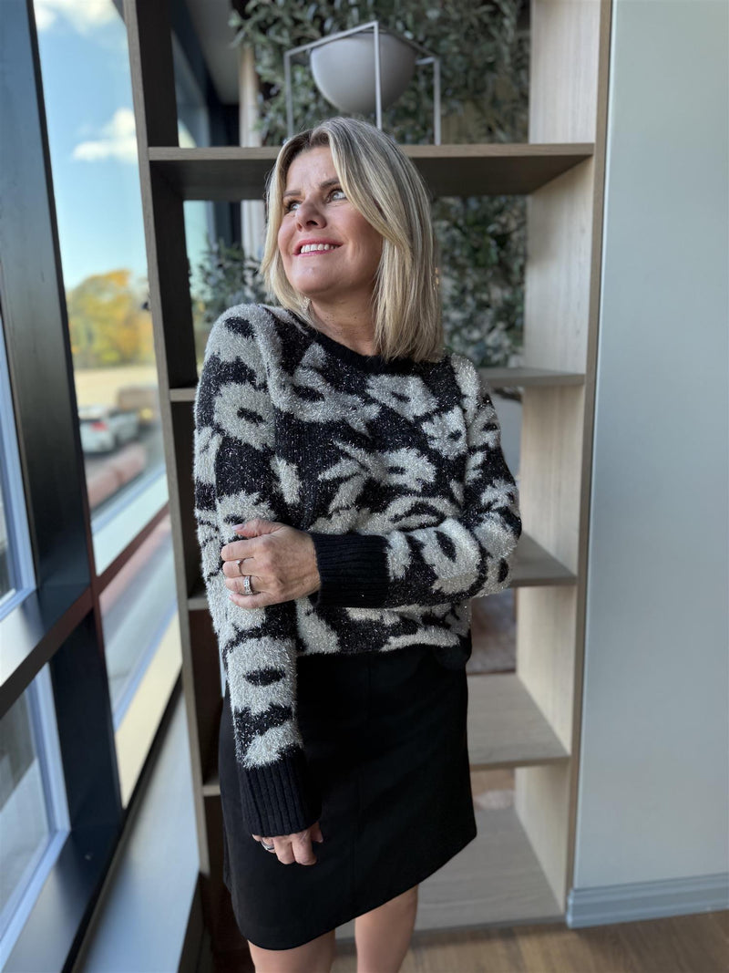 PANTEA PULLOVER Sort Glitter