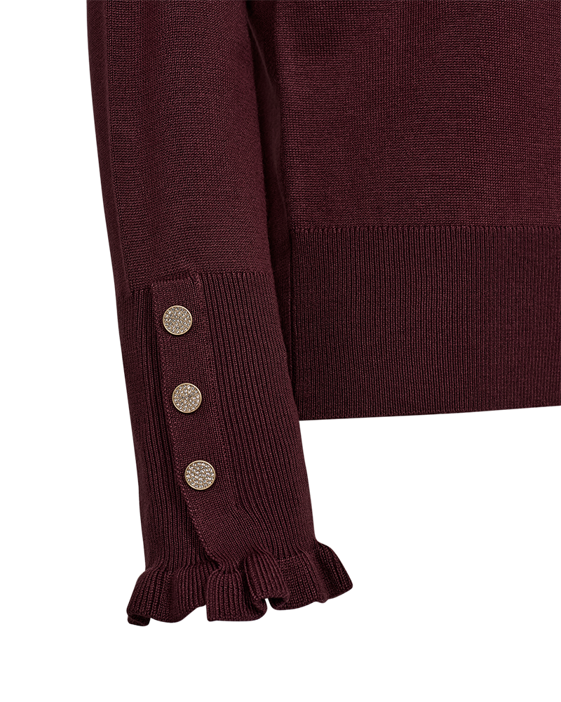 Katie Pullover Frill Burgunder