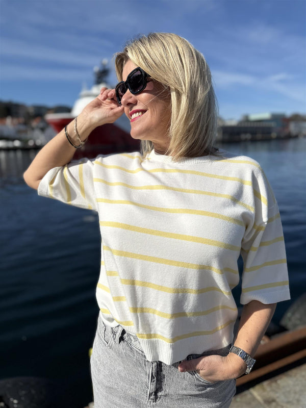 RACHELLE PULOVER Hvit Med Gule Striper