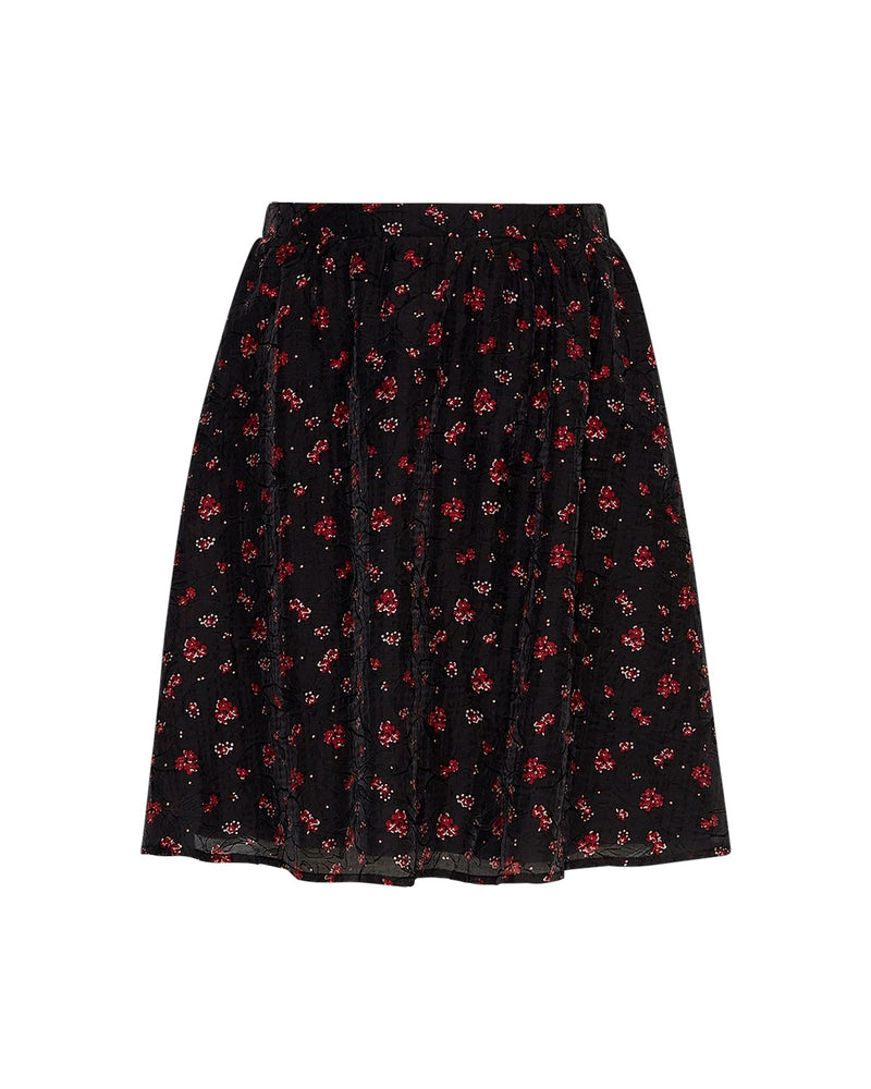Nancy Skirt Sort M. Blomster