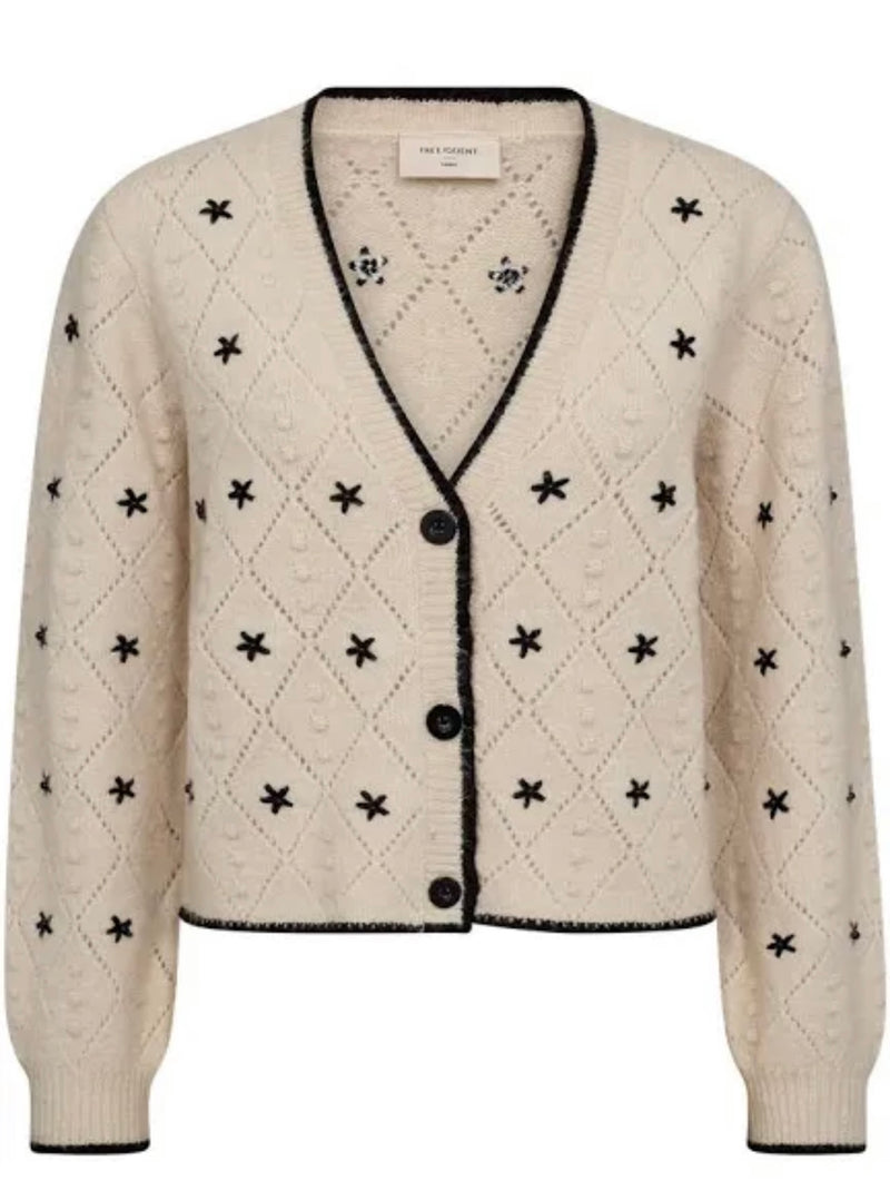 STOKKA CARDIGAN Beige Og Sort