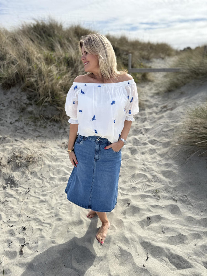 Hazel skjørt 3973 Medium Jeansblå