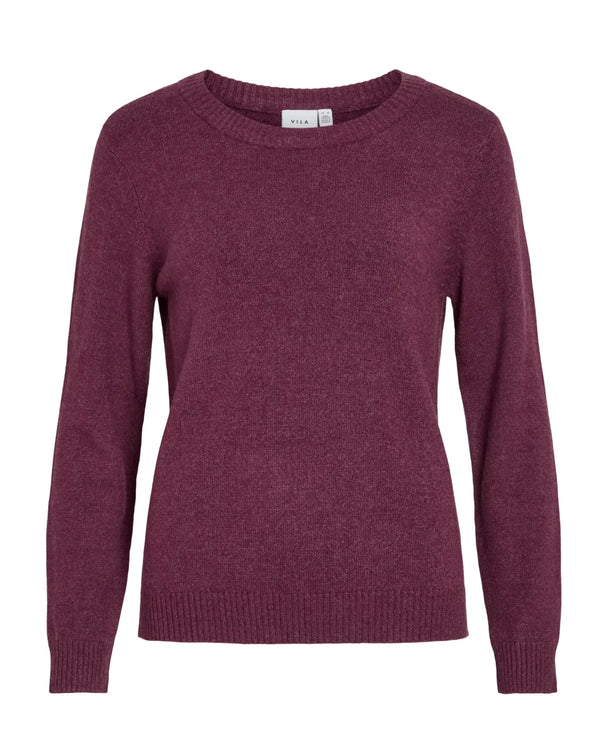 Viril O-neck L/S Knit Top Vinrød