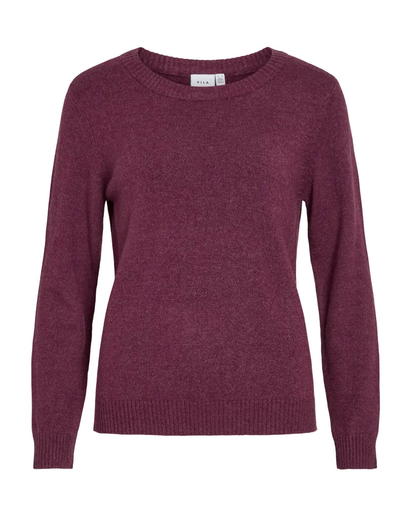 Viril O-neck L/S Knit Top Vinrød
